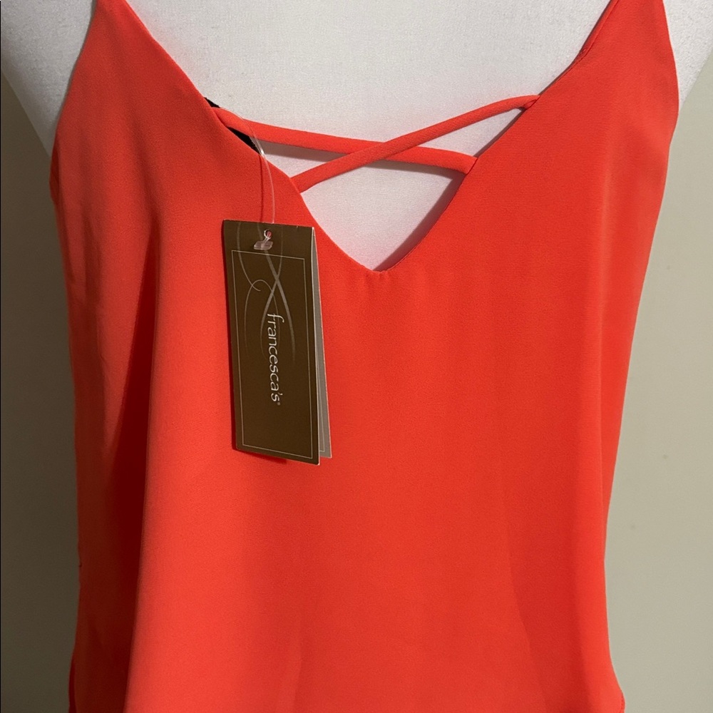 Francesca's Collections Orange Layered Tank Top - Picture 3 of 4
